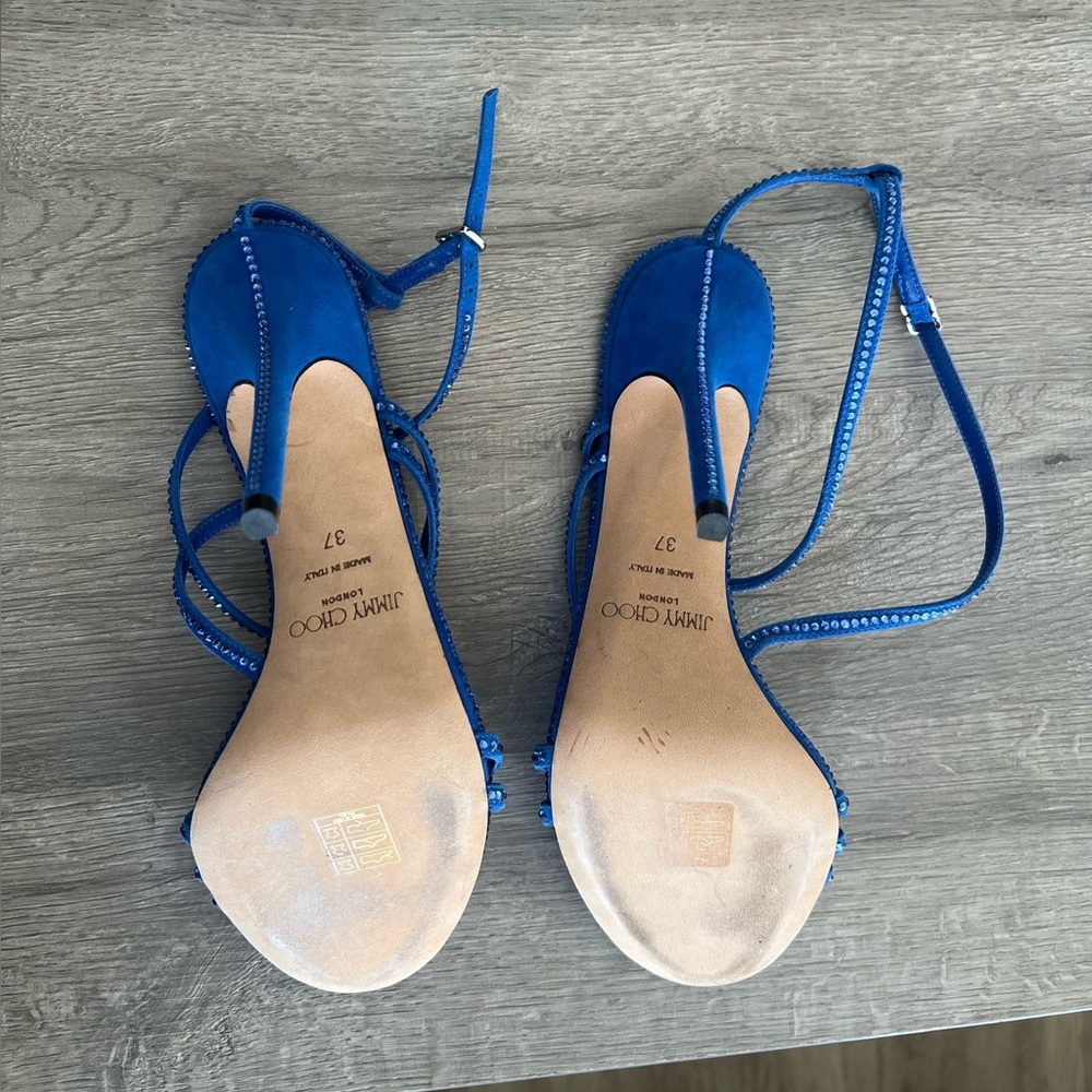 Jimmy Choo Blue Rhinestone Heels - Picture 2 of 2